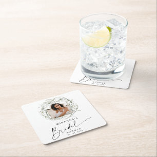 Wispen van Eucalyptus Greenery Foto Vrijgezellenfe Vierkante Kartonnen Onderzetter