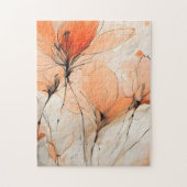Wispy Abstract Ink Contemporary Floral Legpuzzel (Verticaal)
