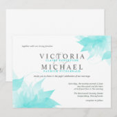 Wispy Blue Floral Wedding Invitations Kaart (Voorkant / Achterkant)