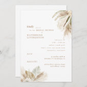Wispy Boho Pampas White Bridal Showeuse Invitation (Devant / Derrière)