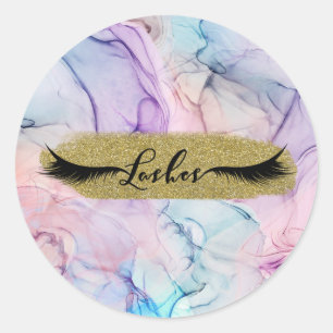 Wispy Etherische Pastel Waterverf Fantasy Lashes Ronde Sticker