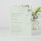 Wispy Foliage Light Sage Wedding Invitation II Kaart (Staand voorkant)