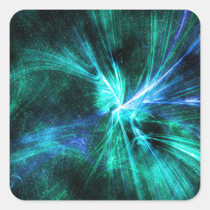 Wispy fractal blauw/groen ontwerp vierkante sticker