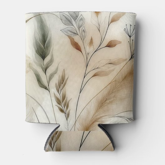 Wispy groen moderne botanische boho bruiloft blikjeskoeler (Voorkant)