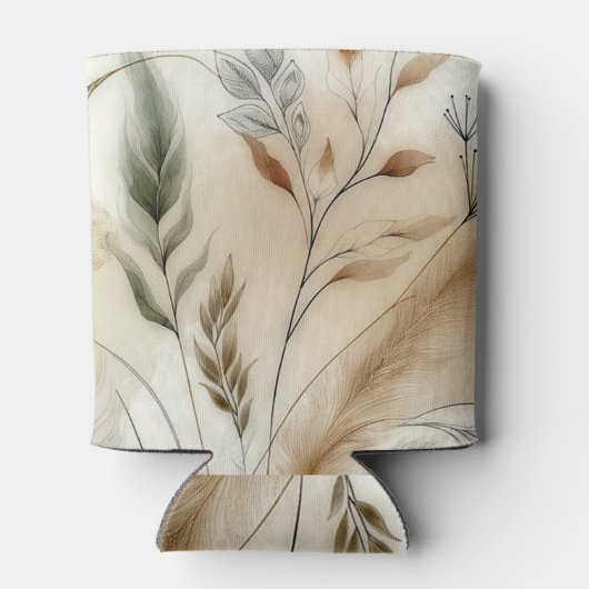 Wispy groen moderne botanische boho bruiloft blikjeskoeler (Achterkant)