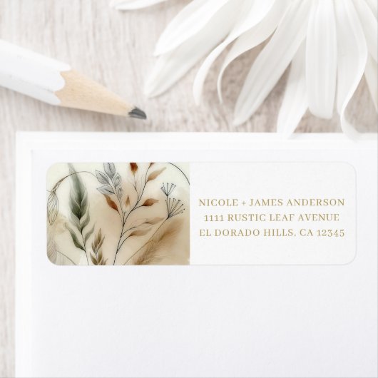Wispy groen moderne botanische boho bruiloft etiket (Insitu)