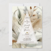 Wispy groen moderne botanische boho bruiloft kaart (Voorkant)