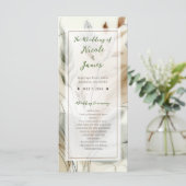 Wispy groen moderne botanische boho bruiloft programma (Staand voorkant)