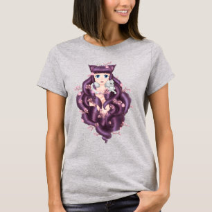 Wispy Paars Haire Neko Anime Girl T-shirt
