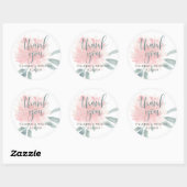 Wispy Pink Floral Wedding Favor Ronde Sticker (Vel)