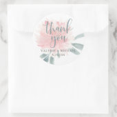 Wispy Pink Floral Wedding Favor Ronde Sticker (Tas)
