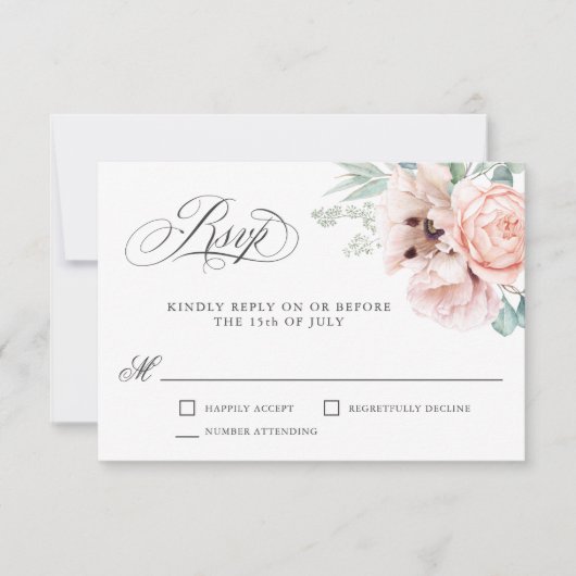 Wispy Romantic Waterverf Boho Floral RSVP (Voorkant)