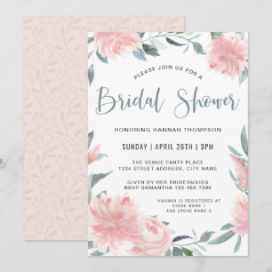 Wispy roze Waterverf bloemig Vrijgezellenfeest Kaart