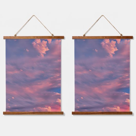 Wispy wolken hangend wandkleed (Dubbel)