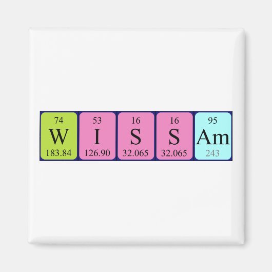 Wissam periodieke tabelnaam magneet (Voorkant)