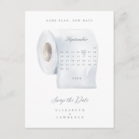Wissel de datum toiletpapier rolkalender aankondigingskaart (Voorkant)