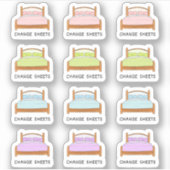 Wissel Lakens Beddengoed Reiniging Herinnering Hui Sticker (Voorkant)