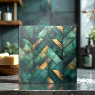 Wisselend Modern Mozaïek Donkergroen Goud ID1185 Tegeltje