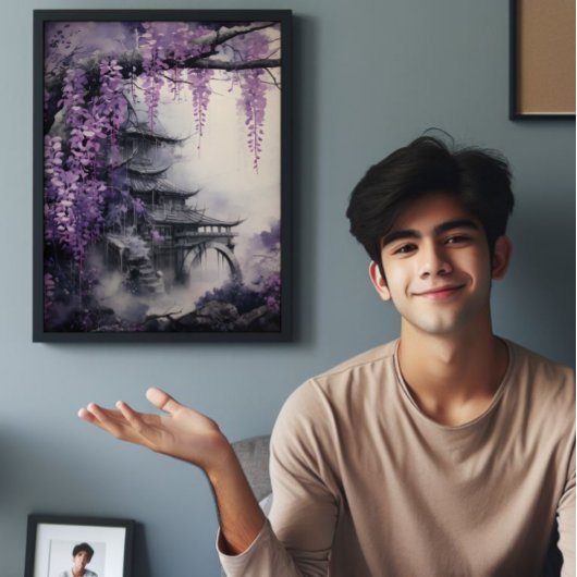 Wisteria Ancient Temple Foto Afdruk