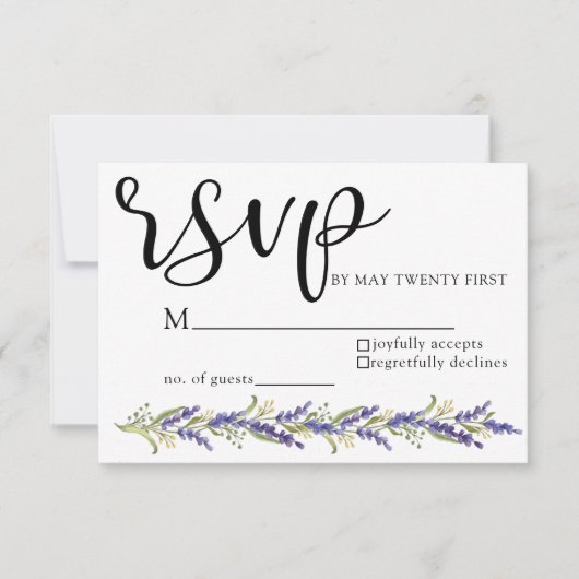 Wisteria arbre aquarelle violet mariage RSVP (Devant)