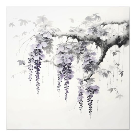 Wisteria Bloemen Inkt Schilderij Foto Afdruk (Voorkant)