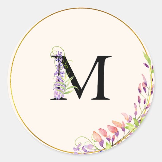 Wisteria bloemige bruiloft sticker (Voorkant)
