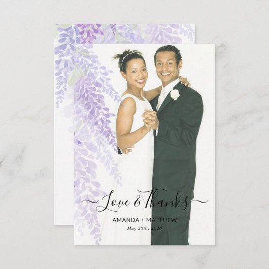 Wisteria Blooms Ajouter Mariage photo Carte de rem (Devant / Derrière)