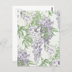 Wisteria Blossom Lichtblauw en Lavendelpatronen Briefkaart