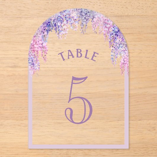 Wisteria boog eerste communie acryl tafel nummer acryl uitnodigingen (Voorkant)