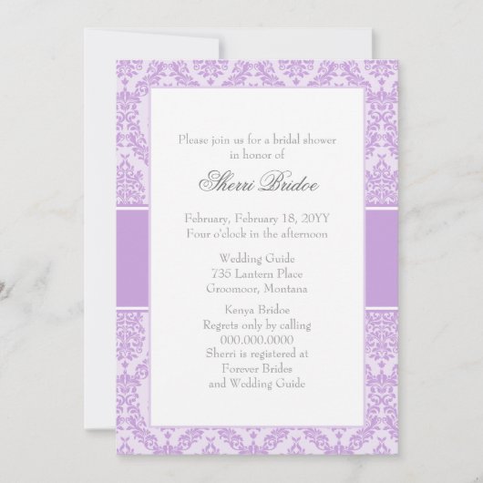 Wisteria Damask Invitation de douche nuptiale (Devant)