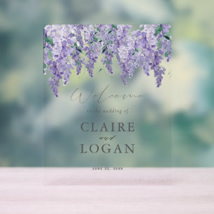 Wisteria Dusty Purple Aquarelle Mariage Bienvenue