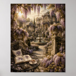 Wisteria Fountain Estate Vintage Botanisch Poster