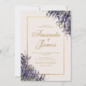 Wisteria Golden Lijst bruiloft Kaart (Voorkant)