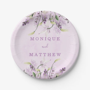 Wisteria Lavender White Rose Chic Wedding Papieren Bordje