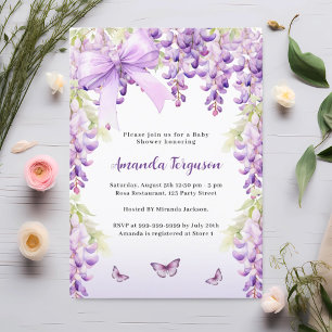 Wisteria paarse bloemen vlinderboog Baby shower Kaart