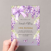 Wisteria paarse bloemen vlinderboog verjaardag acryl uitnodigingen (Insitu (Draagbaar))