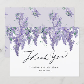 Wisteria Paarse Waterverf Wedding Bedankkaart