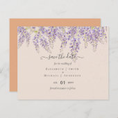 Wisteria Peach Weddenschap Save Dates BUDGET (Voorkant / Achterkant)