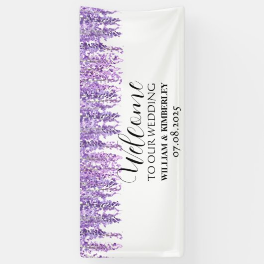 Wisteria Purple Bloemen Elegante bruiloft Spandoek (Verticaal)