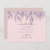 Wisteria Save Dates Stof Roze Trouw BUDGET (Voorkant / Achterkant)