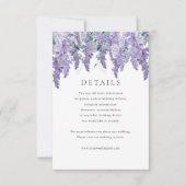 Wisteria Stof Paarse Waterverf Bruiloft Details Kaart (Voorkant)