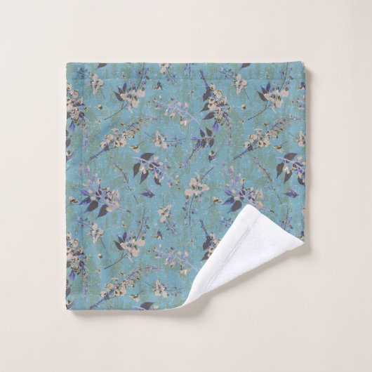 Wisteria Tossed Flowers Bath Towel Set Bad Handdoek (Wasdoekje)