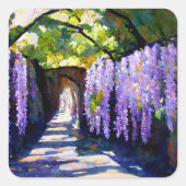 Wisteria-tunnel Vierkante Sticker (Voorkant)