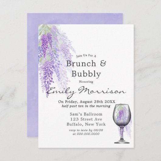 Wisteria Vin Brunch & Bubbly Invitation (Devant / Derrière)