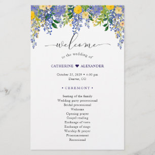 Wisteria Watercolor Programme de mariage floral