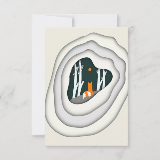 Wistful Fox Papercut Impression Kaart (Voorkant)