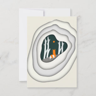 Wistful Fox Papercut Impression Kaart