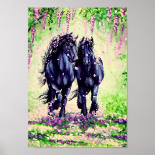 "Wistful Friesians" Poster