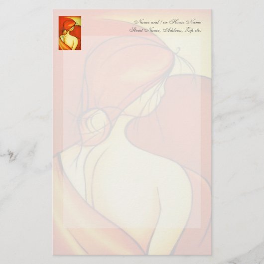 Wistful Lady in Oranje Briefpapier (Voorkant)