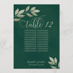 Wistful Leaves Emerald & Sage Table Number & Names
